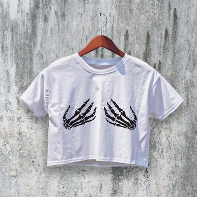 Y2K Crop Top Skeleton Hands Crop Tee Gothic Shirt Sassy Baby Girl Merch