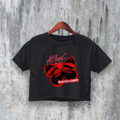 Playboi Carti Crop Top Whole Lotta Red Crop Tee Butterfly Album Art Shirt