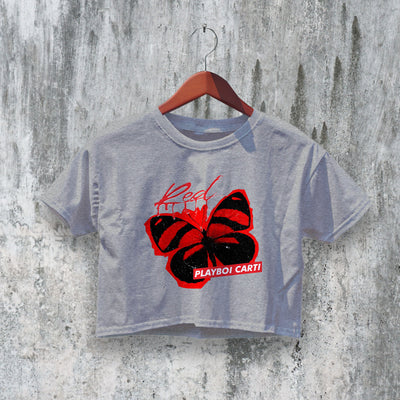 Playboi Carti Crop Top Whole Lotta Red Crop Tee Butterfly Album Art Shirt