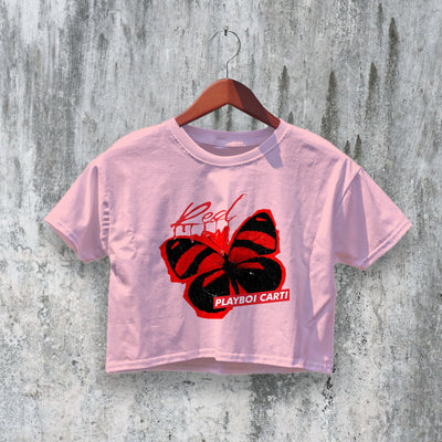 Playboi Carti Crop Top Whole Lotta Red Crop Tee Butterfly Album Art Shirt