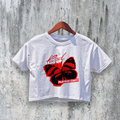 Playboi Carti Crop Top Whole Lotta Red Crop Tee Butterfly Album Art Shirt