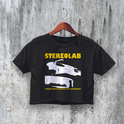 Stereolab Crop Top Transient Random - Noise Bursts with Announcements Crop Tee Album Art Shirt - bestshirtz#