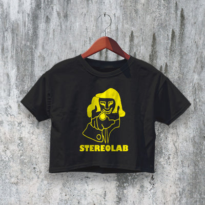 Stereolab Crop Top Switched On Crop Tee Logo Shirt Band Album Art Merch - bestshirtz#