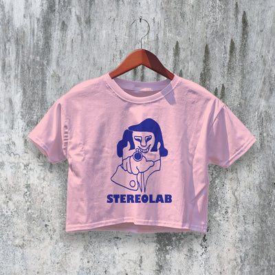 Stereolab Crop Top Switched On Crop Tee Logo Shirt Band Album Art Merch - bestshirtz#