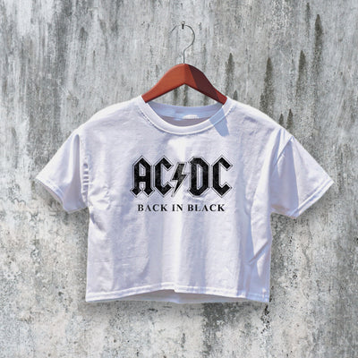 AC/DC Logo Crop Top ACDC Crop Tee Back in Black Shirt Rock Band Merch