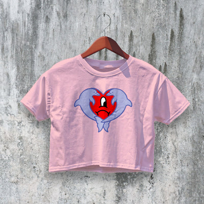 Bad Bunny Crop Top Aesthetic Dolphin Heart Crop Tee Un Verano Sin Ti Shirt