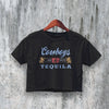 Cowboy Crop Top Cowboys & Tequila Crop Tee Vintage Western Shirt Y2K