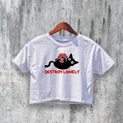 Destroy Lonely Crop Top Kodone Crop Tee Edgy Cat Shirt Music Merch