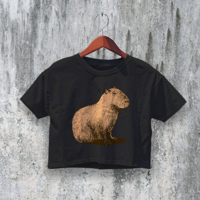 Capybara Crop Top Y2K Crop Tee Lesser Capybara Shirt Animal Lover