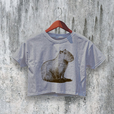 Capybara Crop Top Y2K Crop Tee Lesser Capybara Shirt Animal Lover