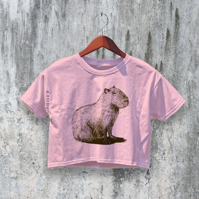 Capybara Crop Top Y2K Crop Tee Lesser Capybara Shirt Animal Lover