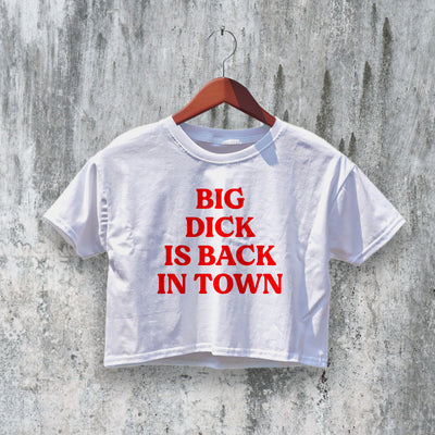 Dick Back In Town Crop Top Y2K Crop Tee Statement Shirt Stupid Gift - bestshirtz#