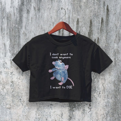 Want to Die Crop Top Y2K Crop Tee Mouse Shirt Rat Lover Woman Gift - bestshirtz#