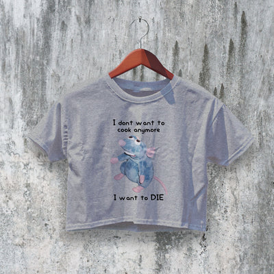Want to Die Crop Top Y2K Crop Tee Mouse Shirt Rat Lover Woman Gift - bestshirtz#