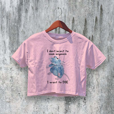 Want to Die Crop Top Y2K Crop Tee Mouse Shirt Rat Lover Woman Gift - bestshirtz#