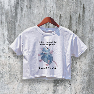 Want to Die Crop Top Y2K Crop Tee Mouse Shirt Rat Lover Woman Gift - bestshirtz#