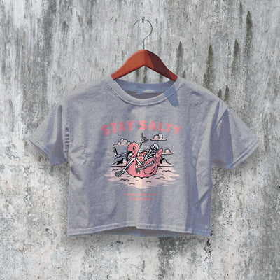 Stay Salty Crop Top Y2K Crop Tee Have Nice Day Shirt Skeleton Lover - bestshirtz#