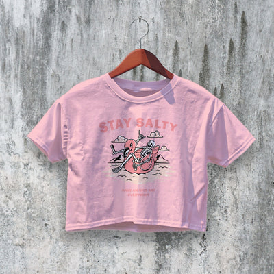 Stay Salty Crop Top Y2K Crop Tee Have Nice Day Shirt Skeleton Lover - bestshirtz#