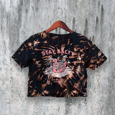 Stay Salty Crop Top Y2K Crop Tee Have Nice Day Shirt Skeleton Lover - bestshirtz#