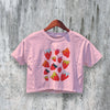 Strawberry Crop Top Y2K Crop Tee Strawberry Lover Shirt Fruit Graphic