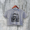 Frog Crop Top Y2K Crop Tee Cute Frog Lover Shirt Night Style Design