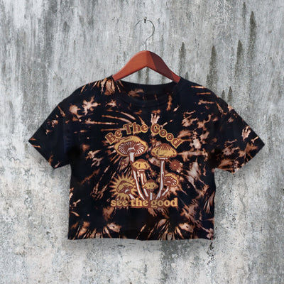 Be The Good Crop Top Y2K Crop Tee Fungi Lover Mushroom Shirt