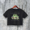 Cute Frog Crop Top Y2K Crop Tee Woman Pretty Shirt Frog Lover Design