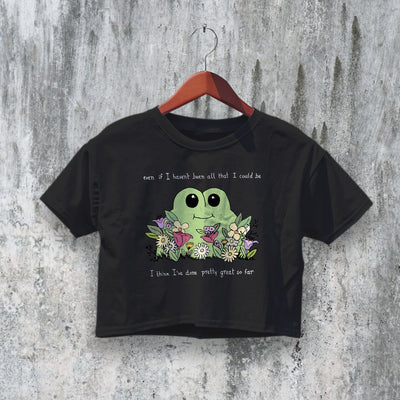 Cute Frog Crop Top Y2K Crop Tee Woman Pretty Shirt Frog Lover Design
