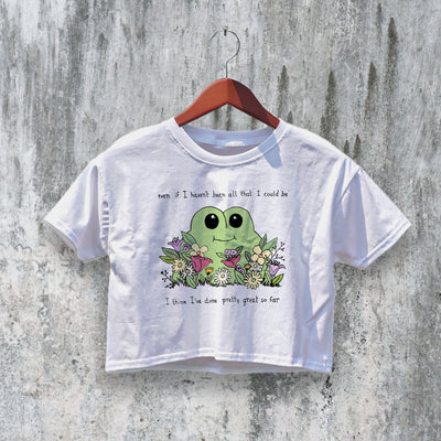 Cute Frog Crop Top Y2K Crop Tee Woman Pretty Shirt Frog Lover Design