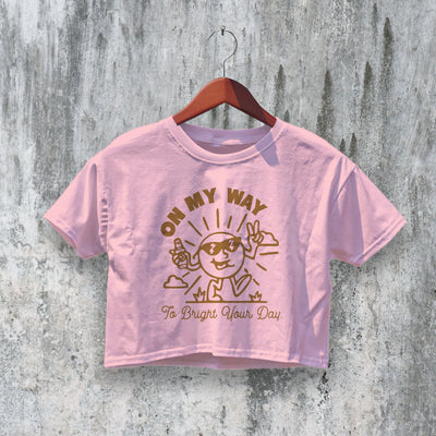 Bright Your Day Crop Top Y2K Crop Tee On My Way Shirt Cute Fun Gift