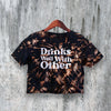 Party Crop Top Y2K Crop Tee Drinks Well With Other Shirt Bold Statement - bestshirtz#