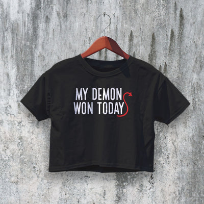 Demon Girl Crop Top Y2K Crop Tee Fuck Lover Shirt My Won Bitch Gift - bestshirtz#