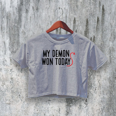 Demon Girl Crop Top Y2K Crop Tee Fuck Lover Shirt My Won Bitch Gift - bestshirtz#