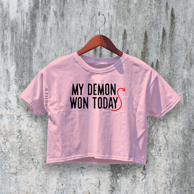 Demon Girl Crop Top Y2K Crop Tee Fuck Lover Shirt My Won Bitch Gift - bestshirtz#