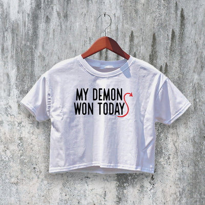 Demon Girl Crop Top Y2K Crop Tee Fuck Lover Shirt My Won Bitch Gift - bestshirtz#