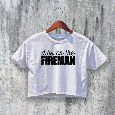 Dibs Fireman Crop Top Y2K Crop Tee Statement Shirt Fireman Family