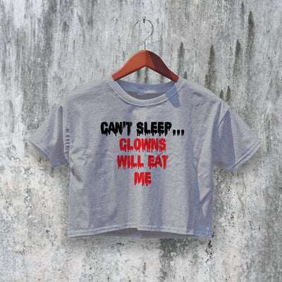 Clown Eat Me Crop Top Y2K Crop Tee Clown Shirt Scary Halloween Gift