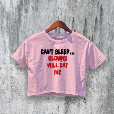 Clown Eat Me Crop Top Y2K Crop Tee Clown Shirt Scary Halloween Gift