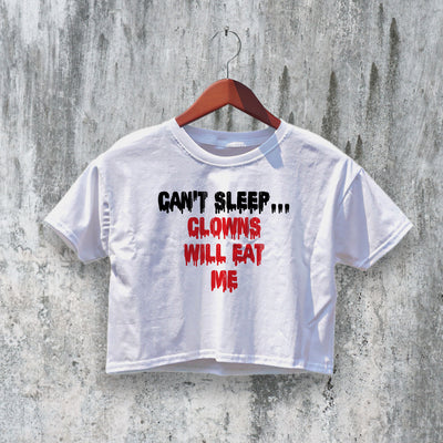 Clown Eat Me Crop Top Y2K Crop Tee Clown Shirt Scary Halloween Gift
