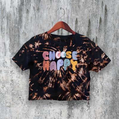 Choose Happy Crop Top Y2K Crop Tee Cute Women Shirt Happy Gift