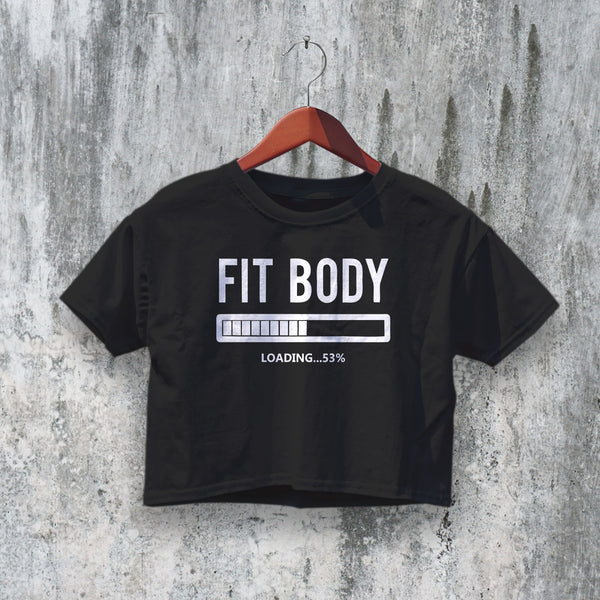 GYM Crop Top Fit Body Crop Tee GYM Workout Shirt Loading Athletic - bestshirtz