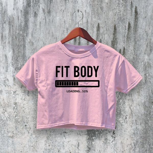 GYM Crop Top Fit Body Crop Tee GYM Workout Shirt Loading Athletic - bestshirtz