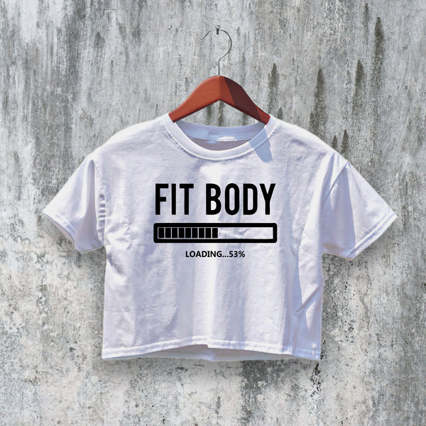 GYM Crop Top Fit Body Crop Tee GYM Workout Shirt Loading Athletic - bestshirtz