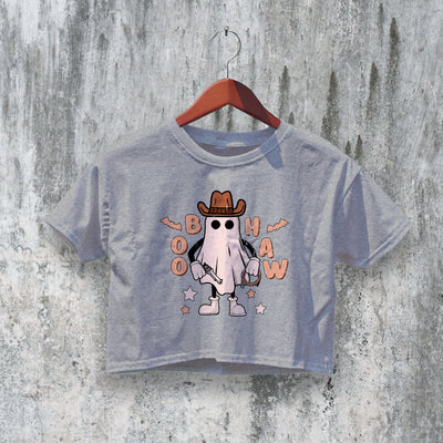 Halloween Crop Top Boo Haw Crop Tee Ghost Sheriff Shirt Spooky Cowgirl - bestshirtz#
