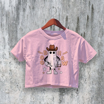 Halloween Crop Top Boo Haw Crop Tee Ghost Sheriff Shirt Spooky Cowgirl - bestshirtz#