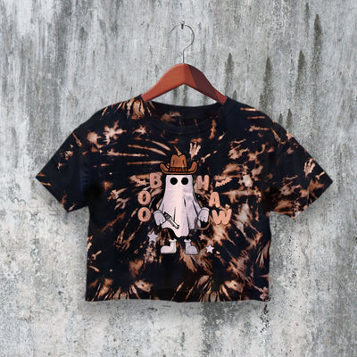 Halloween Crop Top Boo Haw Crop Tee Ghost Sheriff Shirt Spooky Cowgirl - bestshirtz#
