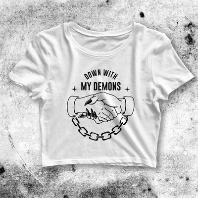 Down With My Demons Crop Top My Demons Shirt Aesthetic Y2K Shirt - bestshirtz#