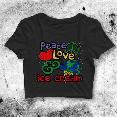 Peace Love and Ice Cream Crop Top Y2K Crop Tee Aesthetic Y2K Shirt - bestshirtz#