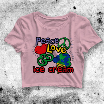 Peace Love and Ice Cream Crop Top Y2K Crop Tee Aesthetic Y2K Shirt - bestshirtz#