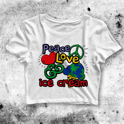 Peace Love and Ice Cream Crop Top Y2K Crop Tee Aesthetic Y2K Shirt - bestshirtz#